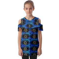 Blue Bee Hive Pattern Fold Over Open Sleeve Top by Amaryn4rt