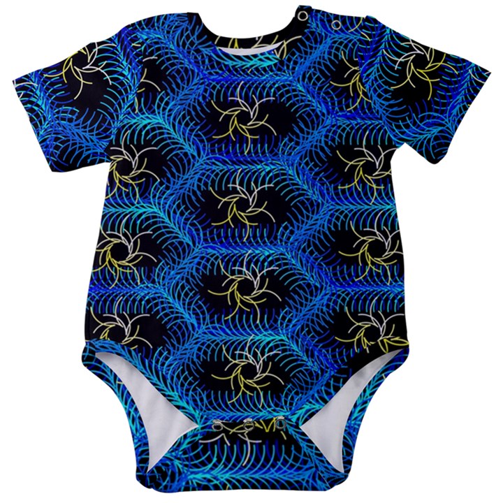 Blue Bee Hive Pattern Baby Short Sleeve Bodysuit