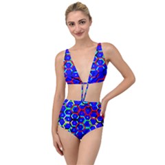 Blue Bee Hive Pattern Tied Up Two Piece Swimsuit by Amaryn4rt