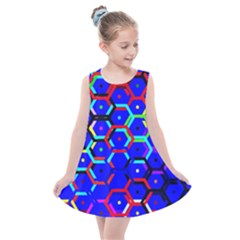 Blue Bee Hive Pattern Kids  Summer Dress by Amaryn4rt