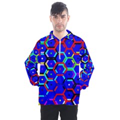 Blue Bee Hive Pattern Men s Half Zip Pullover by Amaryn4rt