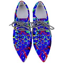 Blue Bee Hive Pattern Pointed Oxford Shoes by Amaryn4rt