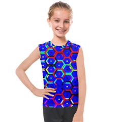 Blue Bee Hive Pattern Kids  Mesh Tank Top by Amaryn4rt