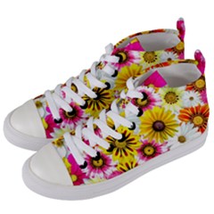 Flowers Blossom Bloom Nature Plant Women s Mid-top Canvas Sneakers by Amaryn4rt