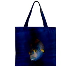 Fish Blue Animal Water Nature Zipper Grocery Tote Bag by Amaryn4rt