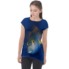 Fish Blue Animal Water Nature Cap Sleeve High Low Top by Amaryn4rt