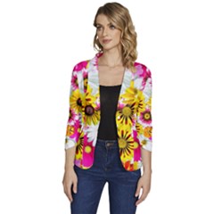 Flowers Blossom Bloom Nature Plant Women s One-button 3/4 Sleeve Short Jacket by Amaryn4rt