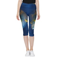 Fish Blue Animal Water Nature Inside Out Lightweight Velour Capri Leggings 