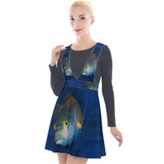 Fish Blue Animal Water Nature Plunge Pinafore Velour Dress by Amaryn4rt