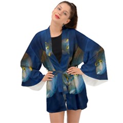 Fish Blue Animal Water Nature Long Sleeve Kimono by Amaryn4rt