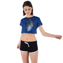 Fish Blue Animal Water Nature Tie Back Short Sleeve Crop T-shirt by Amaryn4rt