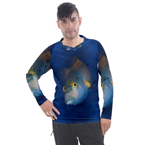 Fish Blue Animal Water Nature Men s Pique Long Sleeve T-shirt by Amaryn4rt