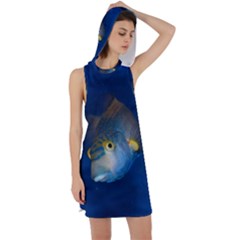 Fish Blue Animal Water Nature Racer Back Hoodie Dress by Amaryn4rt