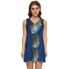 Fish Blue Animal Water Nature Tiered Sleeveless Mini Dress by Amaryn4rt