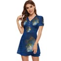 Fish Blue Animal Water Nature V-Neck High Waist Chiffon Mini Dress View2