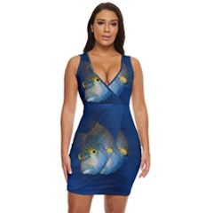 Fish Blue Animal Water Nature Draped Bodycon Dress by Amaryn4rt