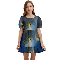 Fish Blue Animal Water Nature Kids  Short Sleeve Dolly Dress by Amaryn4rt