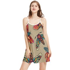 Tattoos Colorful Seamless Pattern Summer Frill Dress by Amaryn4rt