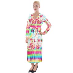 Pattern Decorated Schoolbus Tie Dye Velvet Maxi Wrap Dress by Amaryn4rt