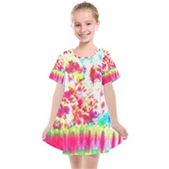 Pattern Decorated Schoolbus Tie Dye Kids  Smock Dress by Amaryn4rt