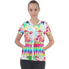 Pattern Decorated Schoolbus Tie Dye Short Sleeve Zip Up Jacket by Amaryn4rt