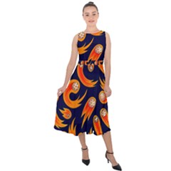 Space Patterns Pattern Midi Tie-back Chiffon Dress by Amaryn4rt