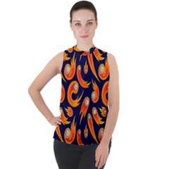 Space Patterns Pattern Mock Neck Chiffon Sleeveless Top by Amaryn4rt