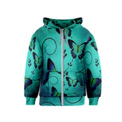 Texture Butterflies Background Kids  Zipper Hoodie by Amaryn4rt