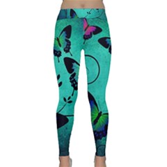 Texture Butterflies Background Classic Yoga Leggings by Amaryn4rt