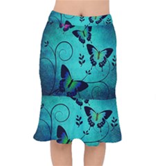 Texture Butterflies Background Short Mermaid Skirt by Amaryn4rt