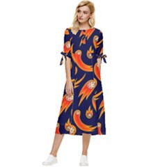 Space Patterns Pattern Bow Sleeve Chiffon Midi Dress by Amaryn4rt