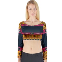 Pattern Ornaments Africa Safari Summer Graphic Long Sleeve Crop Top by Amaryn4rt