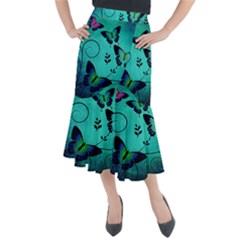 Texture Butterflies Background Midi Mermaid Skirt by Amaryn4rt