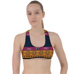 Pattern Ornaments Africa Safari Summer Graphic Criss Cross Racerback Sports Bra by Amaryn4rt