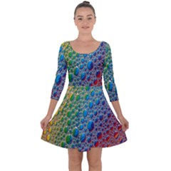 Bubbles Rainbow Colourful Colors Quarter Sleeve Skater Dress by Amaryn4rt