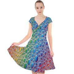 Bubbles Rainbow Colourful Colors Cap Sleeve Front Wrap Midi Dress by Amaryn4rt