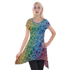 Bubbles Rainbow Colourful Colors Short Sleeve Side Drop Tunic by Amaryn4rt