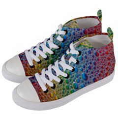 Bubbles Rainbow Colourful Colors Women s Mid-top Canvas Sneakers by Amaryn4rt