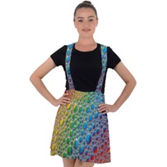 Bubbles Rainbow Colourful Colors Velvet Suspender Skater Skirt by Amaryn4rt