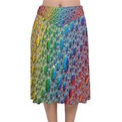 Bubbles Rainbow Colourful Colors Velvet Flared Midi Skirt by Amaryn4rt