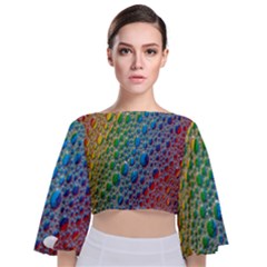 Bubbles Rainbow Colourful Colors Tie Back Butterfly Sleeve Chiffon Top by Amaryn4rt