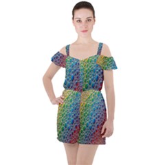 Bubbles Rainbow Colourful Colors Ruffle Cut Out Chiffon Playsuit by Amaryn4rt