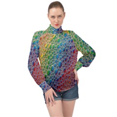 Bubbles Rainbow Colourful Colors High Neck Long Sleeve Chiffon Top by Amaryn4rt