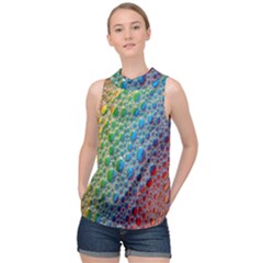 Bubbles Rainbow Colourful Colors High Neck Satin Top by Amaryn4rt