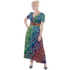 Bubbles Rainbow Colourful Colors Button Up Short Sleeve Maxi Dress by Amaryn4rt