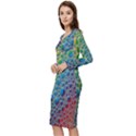 Bubbles Rainbow Colourful Colors Long Sleeve V-Neck Bodycon Dress  View2