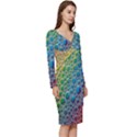 Bubbles Rainbow Colourful Colors Long Sleeve V-Neck Bodycon Dress  View3