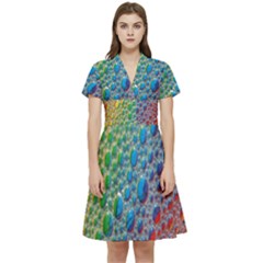 Bubbles Rainbow Colourful Colors Short Sleeve Waist Detail Dress by Amaryn4rt