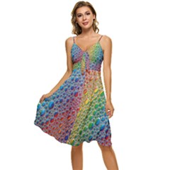 Bubbles Rainbow Colourful Colors Sleeveless Tie Front Chiffon Dress by Amaryn4rt