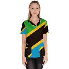 Flag Of Tanzania Women s V-neck Scrub Top by Amaryn4rt